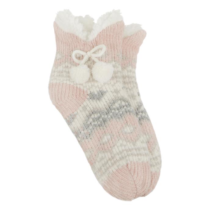 totes toasties® Ladies Chenille Crop Knitted Slipper Socks Multi Extra Image 2